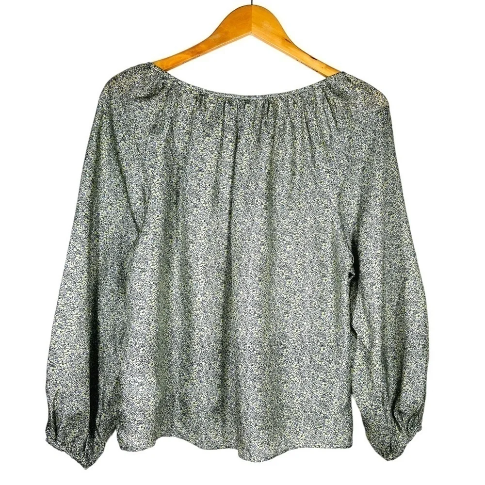 NWOT J.Crew Drapey Tie Front Top in Green Country Floral M
